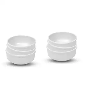 4.5" Melamine Dinner Bowls (White | Pack of 6) Microwave & Dishwasher Safe Bowls for Serving Vegetable, Biryani, Soup, Dry Fruits, Snacks, Noodles, Oatmeal, Pasta, Stain-Free, All Occasions