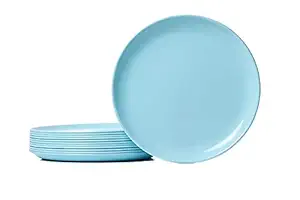 Everbuy Microwave Safe Dinner Ware Full Plate - Set of 6 Pieces (Blue)