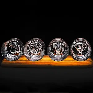 Melbify Plain Animal Combo Whiskey Glasses | Set of 4 | 300 ML|Old Fashioned Glass|Thick Bottom Rocks Glasses| 2 Times Heavier